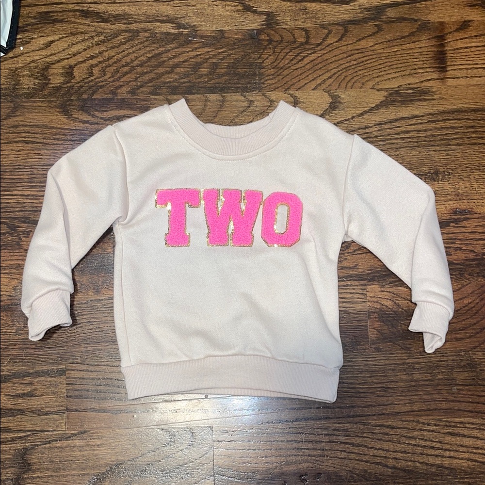 Kids Pink Sweatshirt with 'TWO' Design size 2T